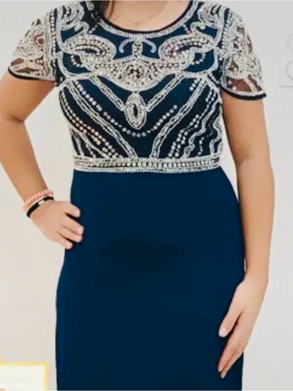 “Spense Size 12 Navy Blue Beaded Formal Evening Dress Wedding Guest”